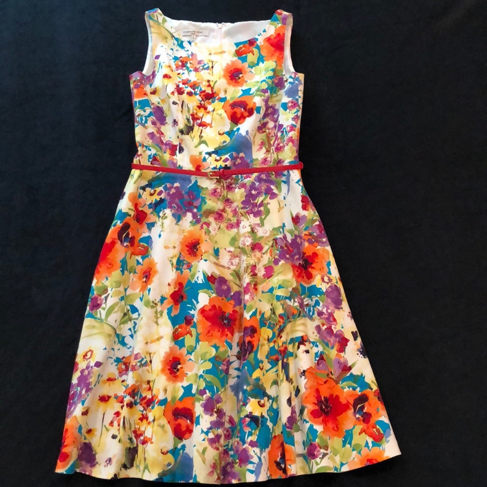 Evan Picone, size 6, belted floral sundress.